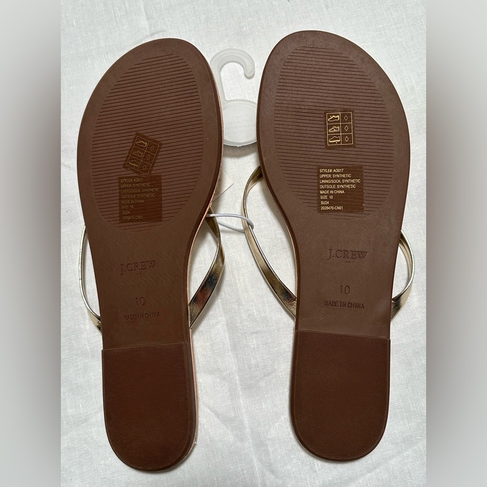 J. Crew Factory Gold Metallic Flip Flop Sandals - Picture 3 of 5